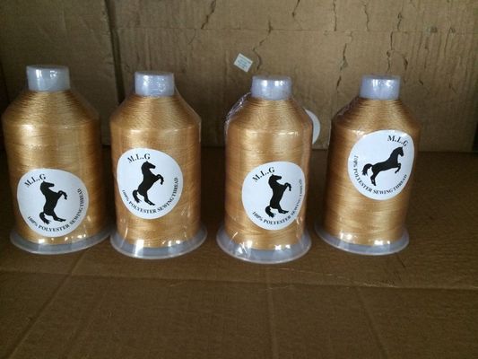 Longtai Textured Polyester Thread Brown Color 420D / 3 Plastic Dye Tube